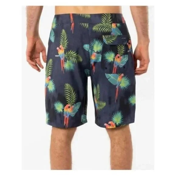 RIP CURL Mirage Subtropic Swim Trunks ~ Swim Shorts Tropical Parrot Print 30 NWT